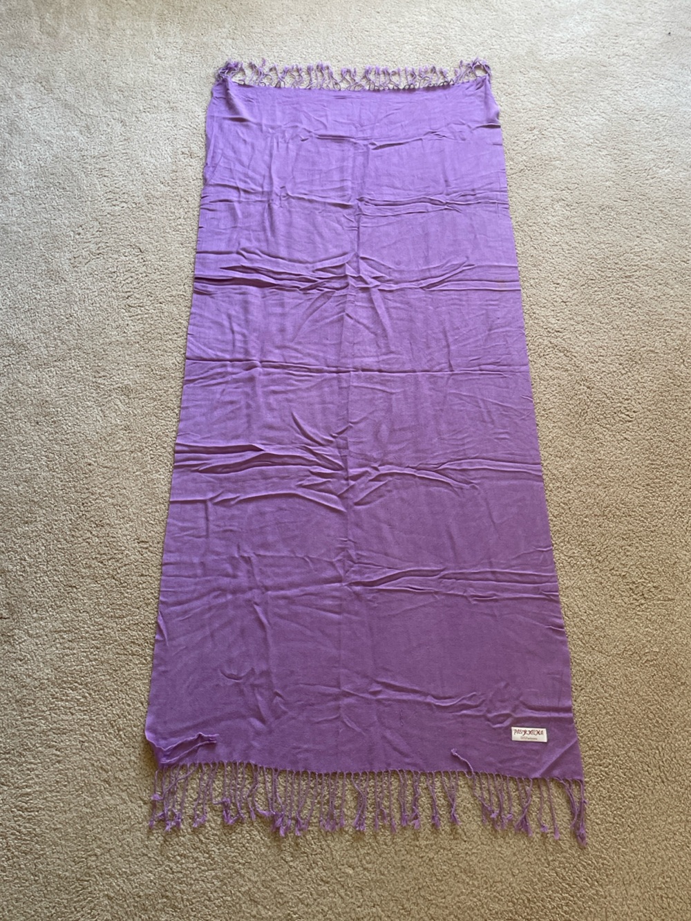 Pashmina Purple Knit Scarf - Soft Lightweight Wrap 62” x 28”